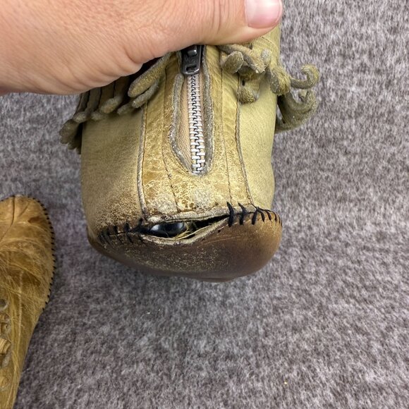 ✅VTG Handmade Leather Fringe Moccasins -Talon Zipper ✅NO SIZE -CONDITOIN ISSUES - Picture 10 of 14